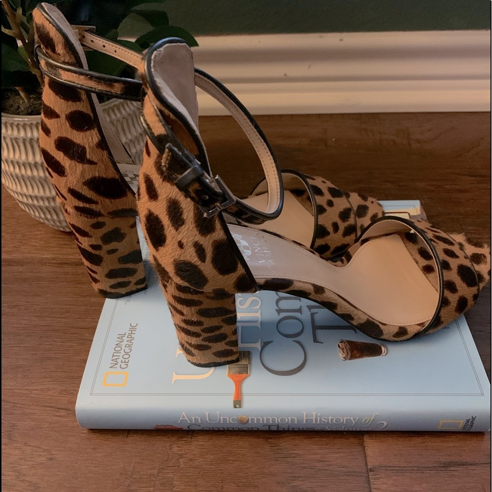 Vince Camuto Leopard Block Heel Sandals